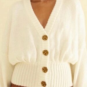 FARM Rio Cream Button-Up Cardigan
